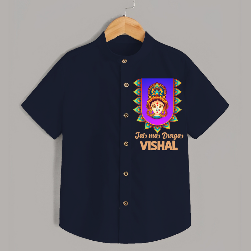Jai Ma Durga Shirt | Custom Kids Shirt for Navratri Festivities - NAVY BLUE - 0 - 6 Months Old (Chest 23")