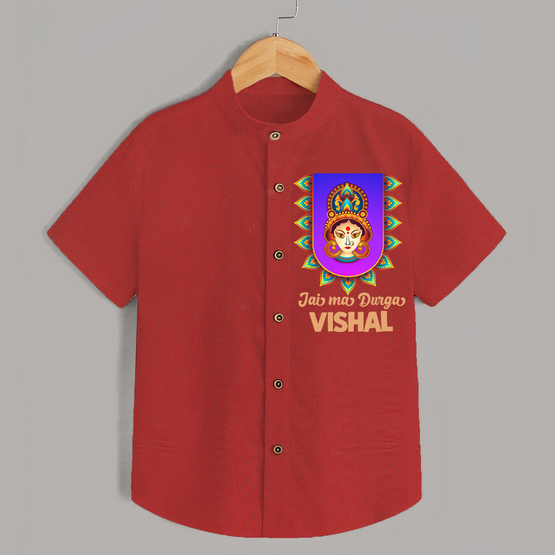 Jai Ma Durga Shirt | Custom Kids Shirt for Navratri Festivities - RED - 0 - 6 Months Old (Chest 23")