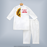 Maa Durga Artistic Face Devotional Kurta - WHITE - 3 - 6 Months Old (Chest 24", Kurta Length 14'', Waist 19", Pant Length 14")