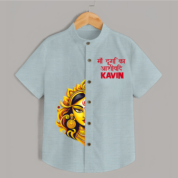 Maa Durga Artistic Face Devotional  Shirt - ARCTIC BLUE - 0 - 6 Months Old (Chest 23")