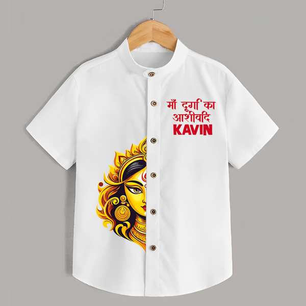 Maa Durga Artistic Face Devotional  Shirt - WHITE - 0 - 6 Months Old (Chest 23")