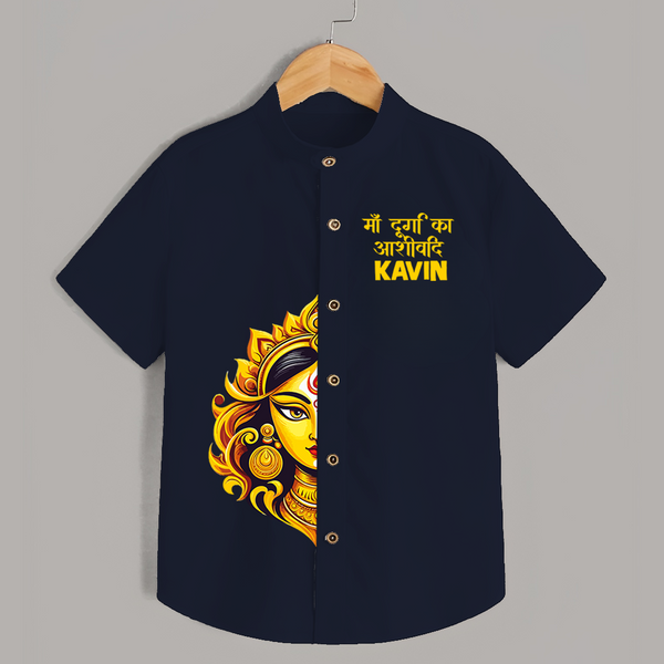Maa Durga Artistic Face Devotional  Shirt - NAVY BLUE - 0 - 6 Months Old (Chest 23")