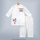 Durga Maa Half Face Art Devotional Kurta - WHITE - 3 - 6 Months Old (Chest 24", Kurta Length 14'', Waist 19", Pant Length 14")