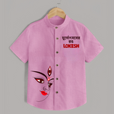 Durga Maa Half Face Art Devotional  Shirt - BABY PINK - 0 - 6 Months Old (Chest 23")