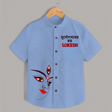 Durga Maa Half Face Art Devotional  Shirt - SKY BLUE - 0 - 6 Months Old (Chest 23")