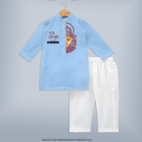  Durga Devi Traditional Face Art Kurta - BABY BLUE - 3 - 6 Months Old (Chest 24", Kurta Length 14'', Waist 19", Pant Length 14")