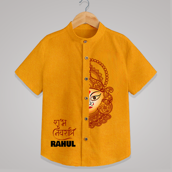  Durga Devi Traditional Face Art  Shirt - CHROME YELLOW - 0 - 6 Months Old (Chest 23")