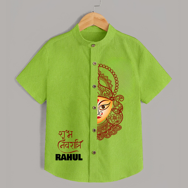  Durga Devi Traditional Face Art  Shirt - LIME GREEN - 0 - 6 Months Old (Chest 23")