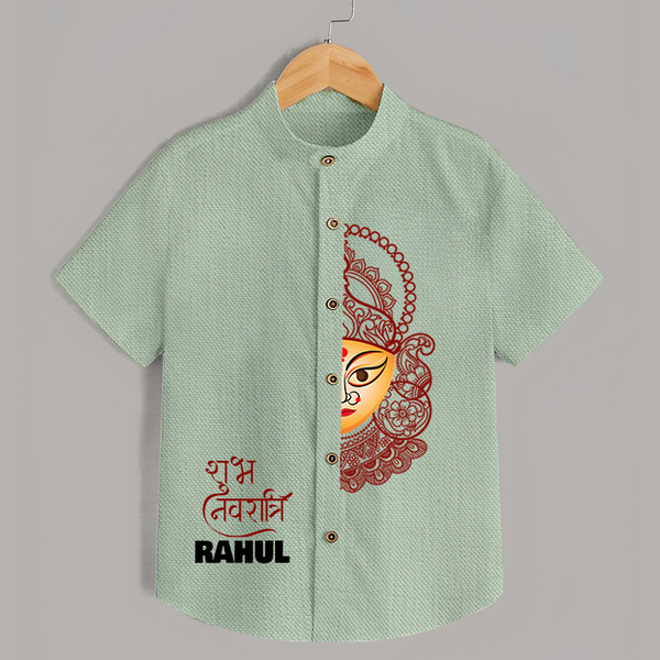  Durga Devi Traditional Face Art  Shirt - MINT GREEN - 0 - 6 Months Old (Chest 23")