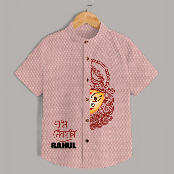  Durga Devi Traditional Face Art  Shirt - PEACH - 0 - 6 Months Old (Chest 23")
