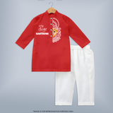  Durga Devi Traditional Face Art Kurta - RED - 3 - 6 Months Old (Chest 24", Kurta Length 14'', Waist 19", Pant Length 14")
