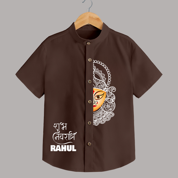  Durga Devi Traditional Face Art  Shirt - CHOCOLATE BROWN - 0 - 6 Months Old (Chest 23")