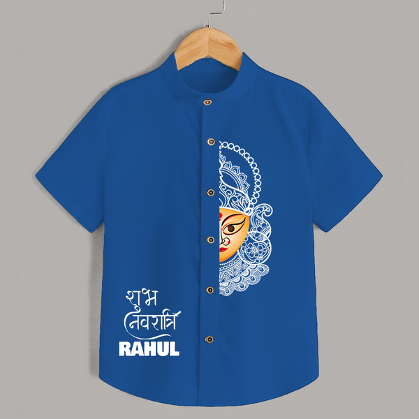  Durga Devi Traditional Face Art  Shirt - COBALT BLUE - 0 - 6 Months Old (Chest 23")