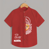  Durga Devi Traditional Face Art  Shirt - RED - 0 - 6 Months Old (Chest 23")