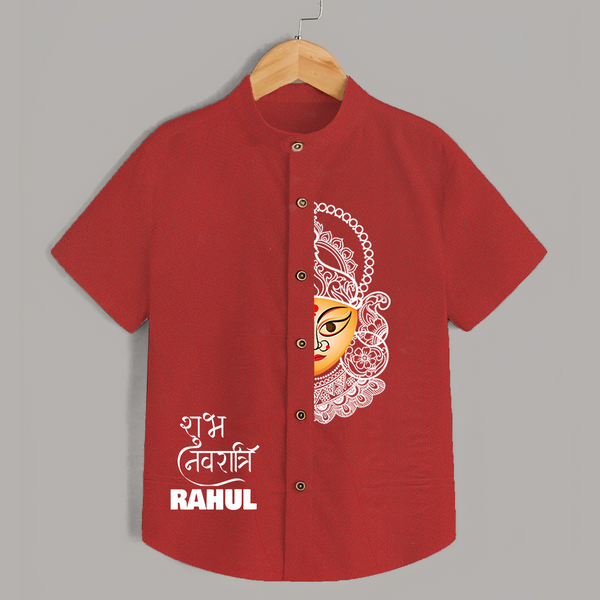  Durga Devi Traditional Face Art  Shirt - RED - 0 - 6 Months Old (Chest 23")