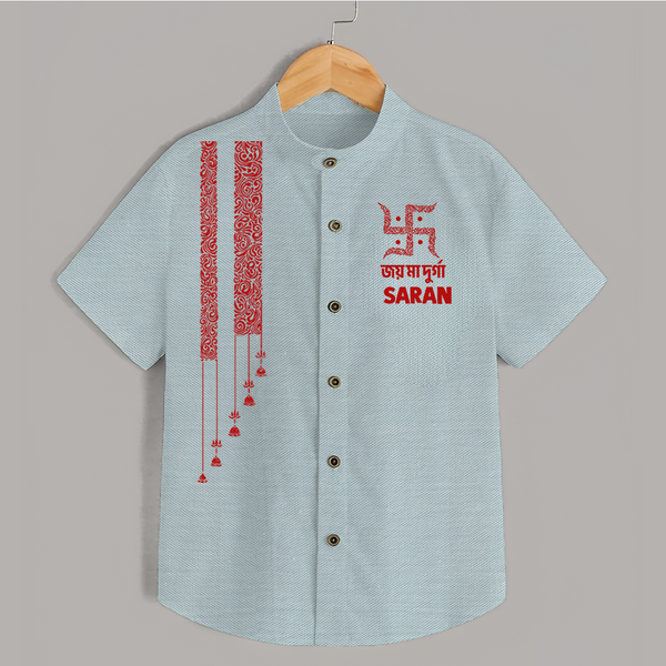 Maa Durga Minimal Art Devotional  Shirt - ARCTIC BLUE - 0 - 6 Months Old (Chest 23")
