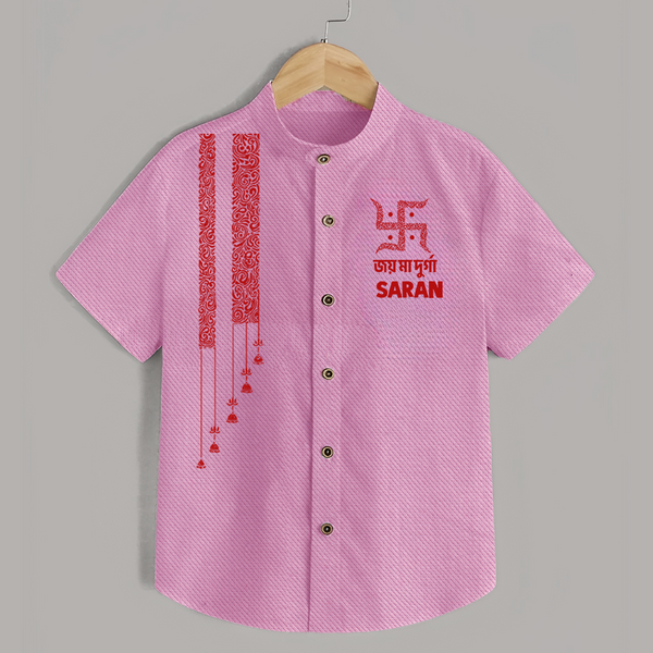 Maa Durga Minimal Art Devotional  Shirt - BABY PINK - 0 - 6 Months Old (Chest 23")