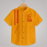 Maa Durga Minimal Art Devotional  Shirt - CHROME YELLOW - 0 - 6 Months Old (Chest 23")