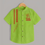 Maa Durga Minimal Art Devotional  Shirt - LIME GREEN - 0 - 6 Months Old (Chest 23")