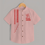 Maa Durga Minimal Art Devotional  Shirt - PEACH - 0 - 6 Months Old (Chest 23")