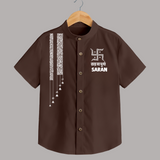 Maa Durga Minimal Art Devotional  Shirt - CHOCOLATE BROWN - 0 - 6 Months Old (Chest 23")