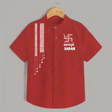 Maa Durga Minimal Art Devotional  Shirt - RED - 0 - 6 Months Old (Chest 23")