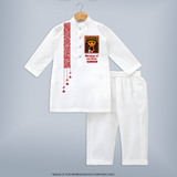 Maa Durga Blessings Typography Kurta - WHITE - 3 - 6 Months Old (Chest 24", Kurta Length 14'', Waist 19", Pant Length 14")