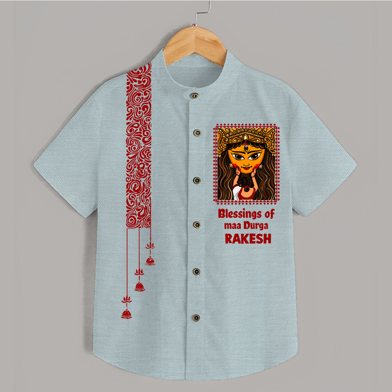Blessings Of Maa Durga | Personalized Kids Shirt for Durga Celebration - ARCTIC BLUE - 0 - 6 Months Old (Chest 23")