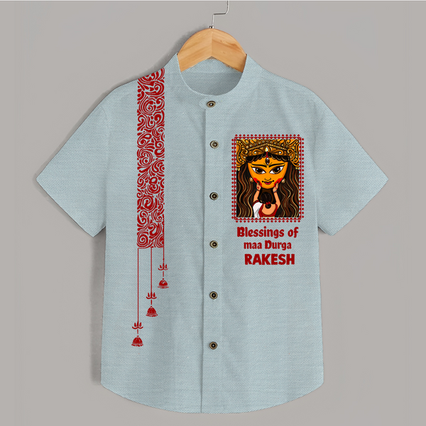 Maa Durga Blessings Typography  Shirt - ARCTIC BLUE - 0 - 6 Months Old (Chest 23")