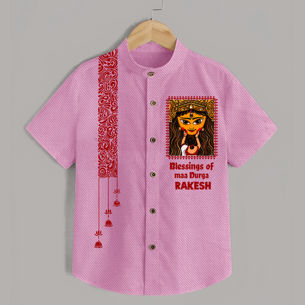 Maa Durga Blessings Typography  Shirt - BABY PINK - 0 - 6 Months Old (Chest 23")