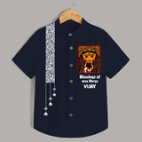 Blessings Of Maa Durga | Personalized Kids Shirt for Durga Celebration - NAVY BLUE - 0 - 6 Months Old (Chest 23")