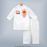  Victory To Maa Durga Devotional Kurta - WHITE - 3 - 6 Months Old (Chest 24", Kurta Length 14'', Waist 19", Pant Length 14")
