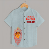  Victory To Maa Durga Devotional  Shirt - ARCTIC BLUE - 0 - 6 Months Old (Chest 23")