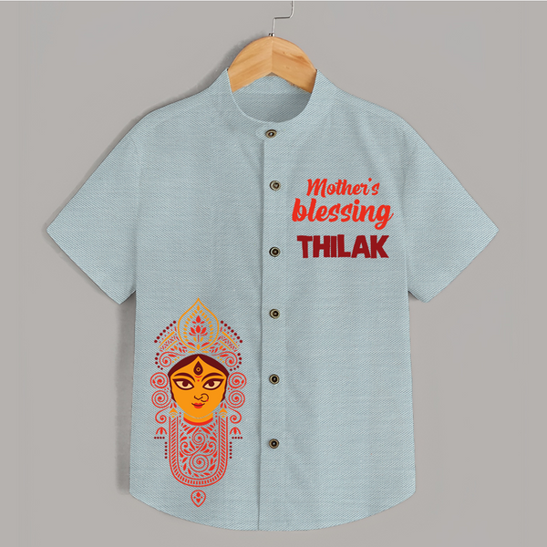  Victory To Maa Durga Devotional  Shirt - ARCTIC BLUE - 0 - 6 Months Old (Chest 23")