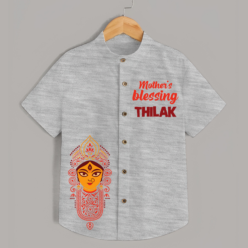 Mother's Blessing | Custom Kids Shirt for Festival Celebration - GREY - 0 - 6 Months Old (Chest 23")