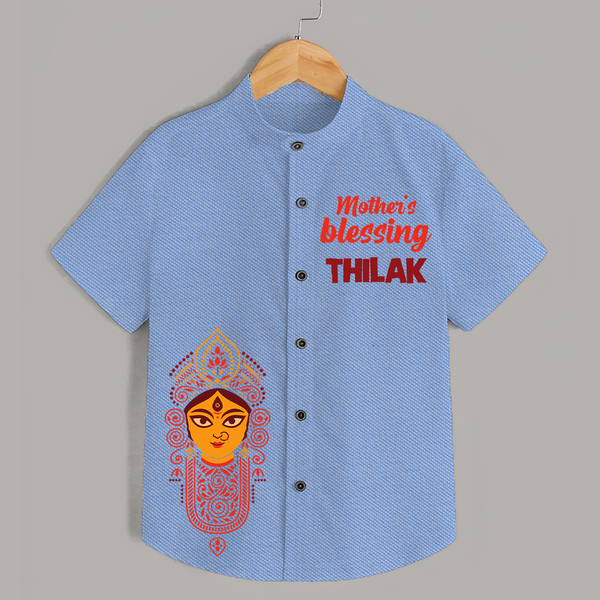  Victory To Maa Durga Devotional  Shirt - SKY BLUE - 0 - 6 Months Old (Chest 23")