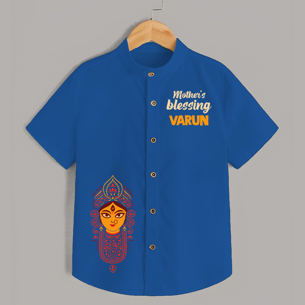  Victory To Maa Durga Devotional  Shirt - COBALT BLUE - 0 - 6 Months Old (Chest 23")