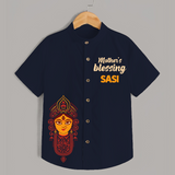 Victory To Maa Durga Devotional  Shirt - NAVY BLUE - 0 - 6 Months Old (Chest 23")