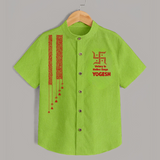  Durga Devi Trishul Art Devotional  Shirt - LIME GREEN - 0 - 6 Months Old (Chest 23")