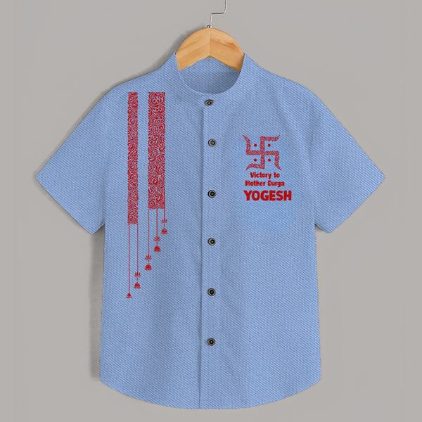  Durga Devi Trishul Art Devotional  Shirt - SKY BLUE - 0 - 6 Months Old (Chest 23")