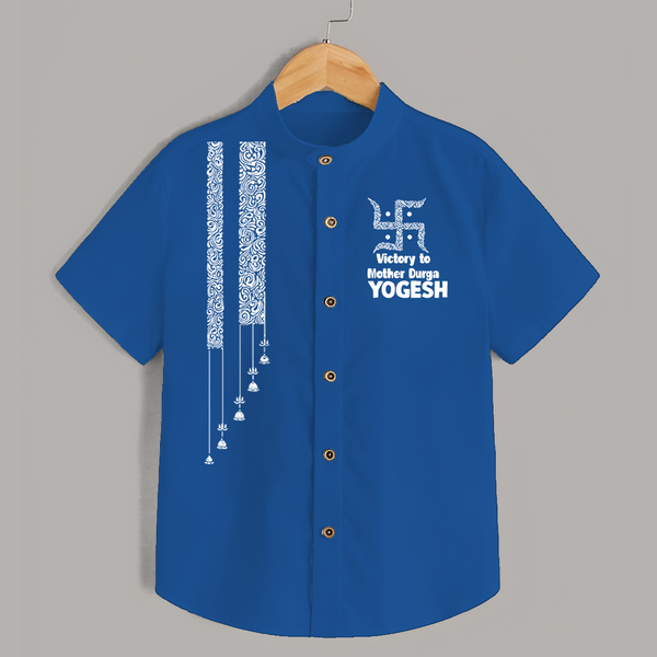  Durga Devi Trishul Art Devotional  Shirt - COBALT BLUE - 0 - 6 Months Old (Chest 23")