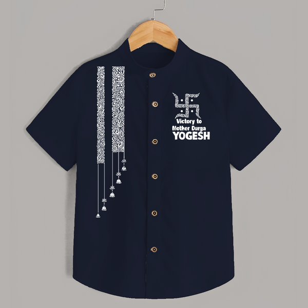  Durga Devi Trishul Art Devotional  Shirt - NAVY BLUE - 0 - 6 Months Old (Chest 23")