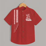  Durga Devi Trishul Art Devotional  Shirt - RED - 0 - 6 Months Old (Chest 23")