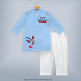 Color Of Durga Sthan Devotional Kurta - BABY BLUE - 3 - 6 Months Old (Chest 24", Kurta Length 14'', Waist 19", Pant Length 14")