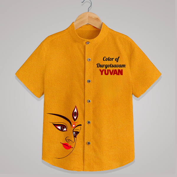 Color Of Durga Sthan Devotional  Shirt - CHROME YELLOW - 0 - 6 Months Old (Chest 23")