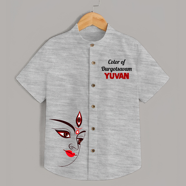 Color Of Durga Sthan Devotional  Shirt - GREY - 0 - 6 Months Old (Chest 23")