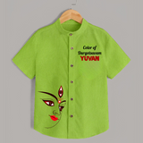 Color Of Durga Sthan Devotional  Shirt - LIME GREEN - 0 - 6 Months Old (Chest 23")