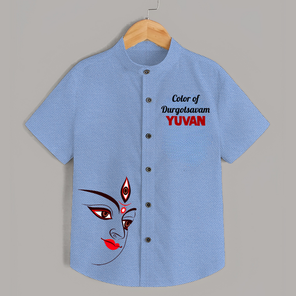 Color Of Durga Sthan Devotional  Shirt - SKY BLUE - 0 - 6 Months Old (Chest 23")