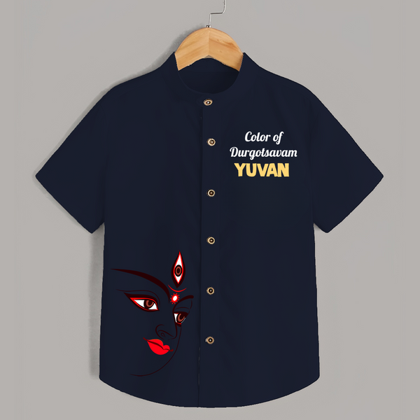 Color Of Durga Sthan Devotional  Shirt - NAVY BLUE - 0 - 6 Months Old (Chest 23")