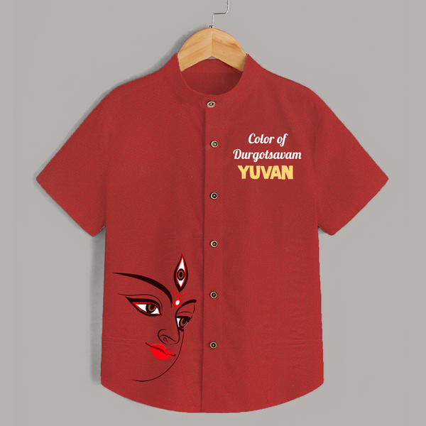 Color Of Durga Sthan Devotional  Shirt - RED - 0 - 6 Months Old (Chest 23")